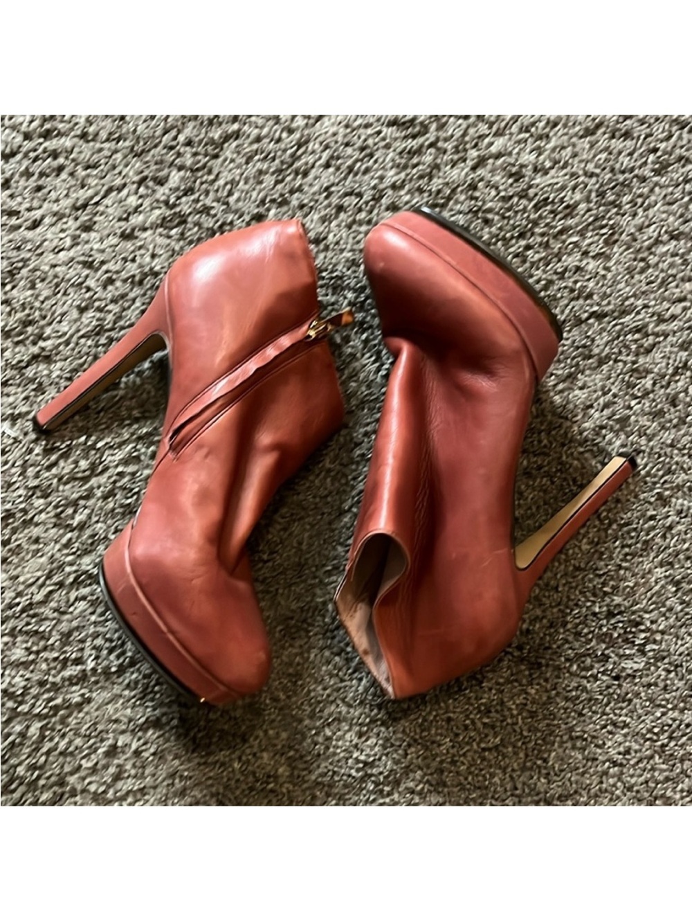 Vince Camuto Burnt Orange Leather Platform Ankle Booties Size 8.5